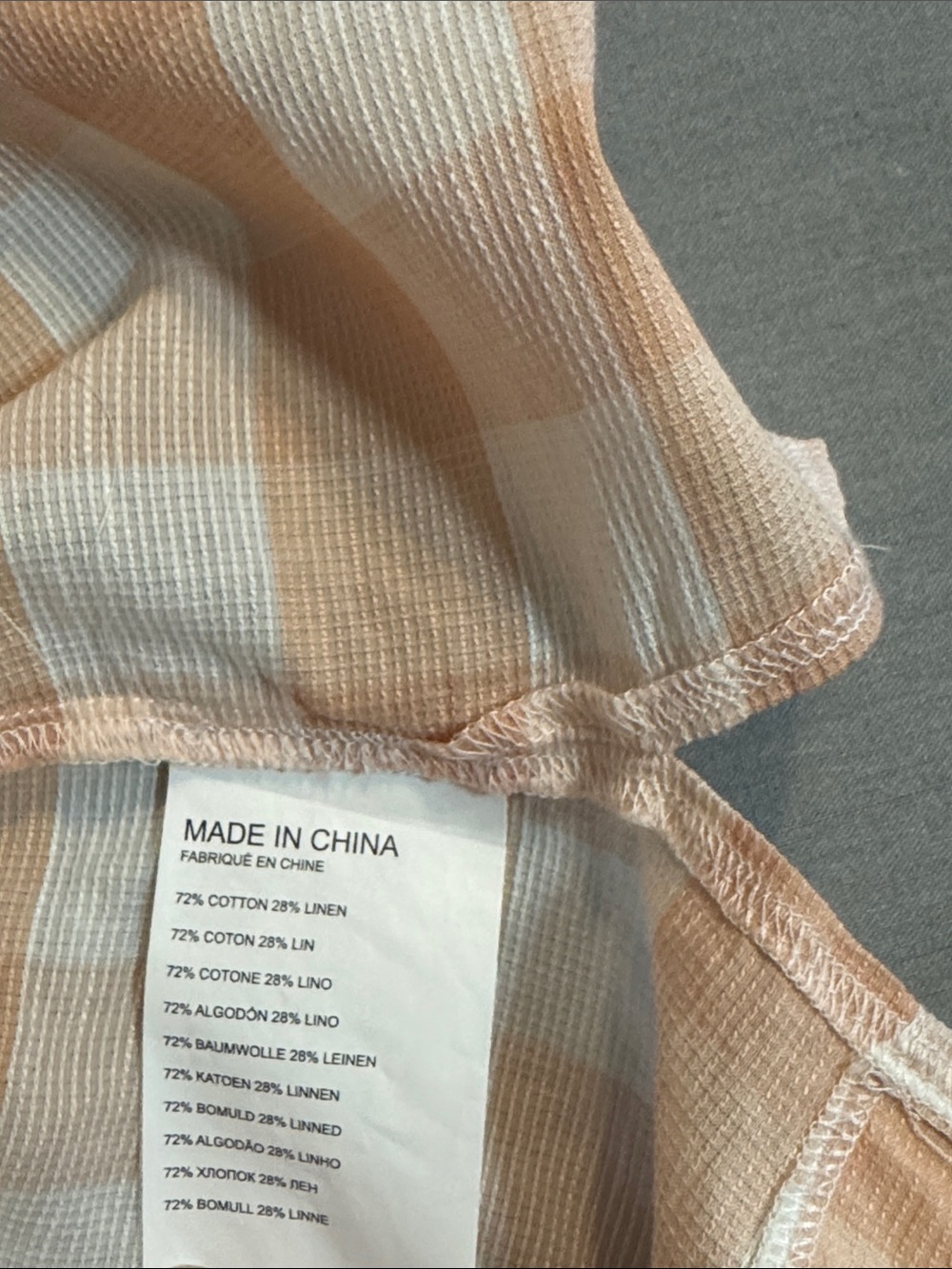 Club Monaco Peach and White Gingham Ruffle Off-The-Shoulder Tank Top Size Small - Picture 15 of 16